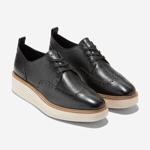 Cole Haan Black Oxford Shoes Size 7.5 Womens Platform Sneakers Loafers